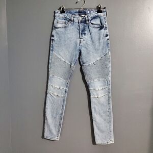 H&M Divided Mens Blue Skinny Jeans Ribbed Thighs Size 29/30